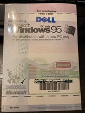RARE Factory Sealed Microsoft Windows 95 OEM Dell CD w/ COA - New Old Stock NOS picture