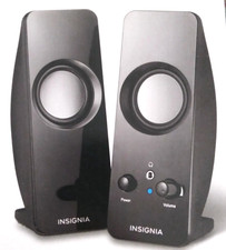 PC Insignia Powered Stereo Speakers 2.0 ch.  headphone jack NS-PCS219 picture