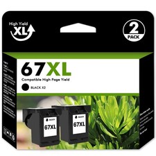 2PK 67XL Ink Cartridge Black For HP ink 67 DeskJet 2700 2755 4155 Envy 6055 6455 picture