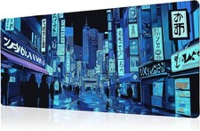 Dark Blue Japanese Gaming Mouse Pad Abstract Anime Mat 31.5x11.8 Inch Tokyo picture