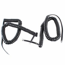 2 Pcs Black RJ9 4P4C Connector Stretchy Coiled Telephone Phone Cable 3 Meters picture