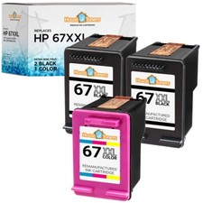 Fits HP 67 HP 67XL HP 67XXL Ink Cartridges Black Color HP ENVY Pro 6452 Lot picture