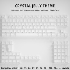 Crystal Jelly Keycap Set PC PBT Translucent Pink Side Print Custom Keycaps picture