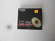 TDK CD-RW Compact Disk Recordable 80 Min 700MB 4X 5-Pack New/Sealed FreeShip picture