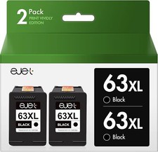 Hp 63Xl Black Ink Cartridge High Yield 2 Pack Compatible With Officejet Deskj... picture