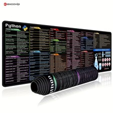 One Set: Python Programming Language Shortcut Commands Mouse Pad + Large Mat w picture