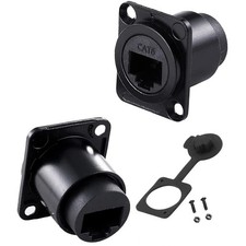 D-Type RJ45 CAT6 Coupler Recessed Female Extender Cat-6 Cable Cord 2PCS picture