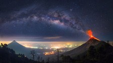 Landscape nature trees forest guatemala volcano eruption Custom Gaming Mat Desk picture