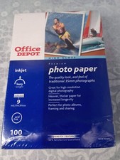 Photo Paper 4X6 100 Sheets High Gloss Premium Office Depot Inkjet new Sealed picture