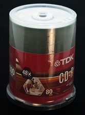 TDK (100) CD-R 80 min, 700 MB, Up to 48x, Blank Discs Spindle, Factory Sealed picture