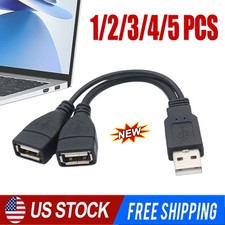 USB 2.0 A Male To 2 Dual USB Female Jack Y Splitter Hub Power Cord Adapter Cable picture