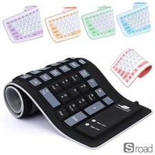 Flexible Silicone Keyboard Portable Roll-Up USB Waterproof Dustproof 104 Keys picture
