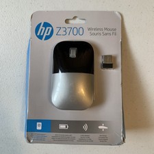 New HP Z3700 Wireless Computer Mouse with USB Dongle Silver Black picture