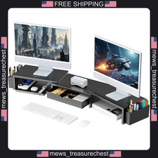 Gianotter Dual Monitor Stand Riser with Drawer and Pen Holders picture