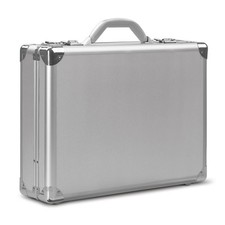 Silver Aluminum Laptop Briefcase with Dual Locks for Business Travel picture