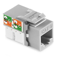 NavePoint 90 Degree Cat6 Keystone Jack, RJ45 Ethernet, Type 110 Gray, 25-Pack picture