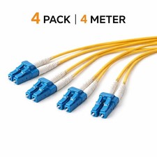 4M LC‑LC Single Mode Fiber Patch Cable OS2 9/125 Yellow Duplex - 4 Pack picture