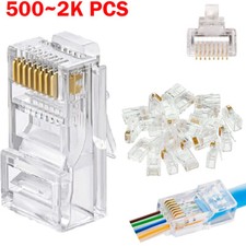 2000X RJ45 Pass Through Modular Plug Network Cable Connector End 8P8C CAT6 CAT5 picture