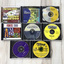 VTG Lot 8 Print Shop Clip Art Fonts Desktop Publishing Software Windows CD-Rom picture