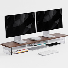 Dual‑Tier Monitor Stand for Modern Desk Setup – Minimalist Wooden and Metal Rise picture