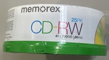 Memorex 25 Pack CD-RW Rewritable 700MB 80min BLANK CDs NEW SEALED picture