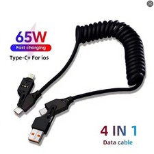 4 in 1 65W Spring USB Charging Cable 6A Fast Charger for iPhone USB C Devices picture