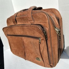 SAMSONITE LEATHER Cognac Tan Rolling Bag Briefcase Travel Laptop Carry-On picture