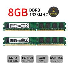 Kingston 16GB 2x 8GB DDR3 1333MHz PC3-10600U KVR1333D3N9/8G DIMM Memory SDRAM BT picture