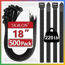 18 Inch Heavy Duty Zip Ties 500 Pack Black Cable Wire Bundling Strong picture