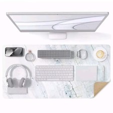 Crenovo Natural Cork Backed White Marble Computer Desk Mat Gaming Mouse Pad XL picture