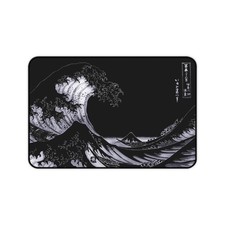 Monochrome Great Wave Desk Mat | Japanese Wave Desk Mat picture