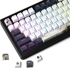 XVX PBT Japanese Keycaps, Shine Through White Keycap, Plum Blossom Custom Key... picture