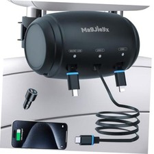 Multi Retractable Car Charger Station - Headrest - 3 in 1 Charging Gunmetal Gray picture