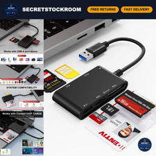 7-in-1 USB SIM Card Adapter & Smart Card Reader for SD/TF/M2/ID - Laptop/PC Comp picture