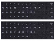 English Keyboard Stickers, 2 Pack Replacement Black with White Font, picture