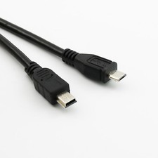 Data Sync Charge Adapter Cable Micro USB 2.0 B 5 Pin Male To Mini 5 Pin Male 1FT picture