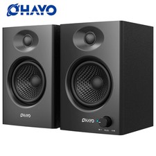 Bookshelf Computer Speakers 60W Bluetooth 5.3 Stereo 2.0 Wood PC Gaming picture
