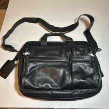 Tumi Alpha Black Napa Leather Expandable Briefcase Laptop bag picture