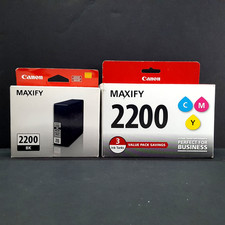 Canon PGI-2200 Cyan, Magenta & Yellow + PGI-2200 Black Ink Cartridge Lot NEW picture