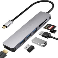 USB C Hub Multiport Adapter-7 in 1 Portable Space Aluminum Dongle 4K HDMI Output picture
