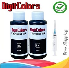 2x 100ml Black Refill Ink Bottle for HP Canon Lexmark Dell Brother Printers picture