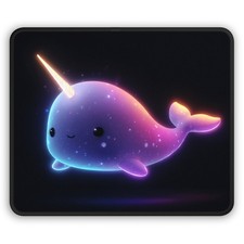 Neon Narwhal Gaming Mouse Pad | Kawaii Space Whale Desk Mat picture