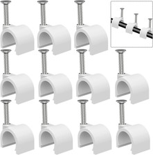 100 Clips De Cable Redondo Plato Ethernet Eléctrico TV Coaxial Soporte De Amarre picture