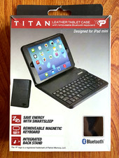 TITAN BLACK LEATHER IPAD MINI TABLET CASE WITH REMOVABLE BLUETOOTH KEYBOARD picture