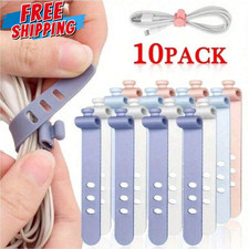 10X Silicone Strap Reusable Wire Cable Ties Organizer Holder Cord Management picture