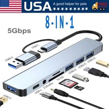 7/8 Port USB-C Hub Adapter - 5G Speed Multi Splitter for PC, Laptop & MacBook US picture
