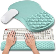 Light Blue 2In1 Ergonomic Mouse Pad Keyboard Wrist Rest Gel Support Mat picture