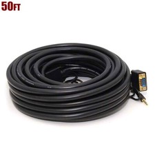 50FT SVGA VGA 15-Pin PC Monitor Video Cable & 3.5mm Stereo Audio Male Plug Cord picture