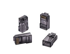 100 pcs RJ-45 Cat6 UTP Pass-Through Connectors EZ Crimp End Ethernet Plug Grey picture