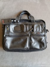 Tumi ALPHA 2 Leather Expandable Organizer Laptop Brief - CLEANED PRE OWNED  picture